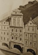 Dawny dom z podcieniem rodziny Mentzel przy Hirschberger Ring w XIX w. GERSTMANN (1909), plansza 12. 