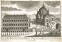 Gnadenkirche und Evangelische Schule (links) in Jelenia Góra, um 1712, Kupferstich. MJG AH 2934, Muzeum Karkonoskie in Jelenia Góra.