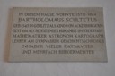 Gedenktafel in der Flur des Hauses von B. Scultetus in der Peterstr. 4 in Görlitz. Gegenwärtiger Zustand (2014). Fot. AP.