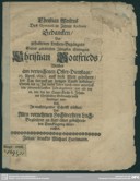 Leichenpredigt von Christian Weise, gehalten am 23. April 1680 für seinen Sohn Christian Gottfried, gedruckt bei Michael Hartmann in Zittau, (1680); Digitale Sammlung der Martin-Luther-Universität Halle-Wittenberg.