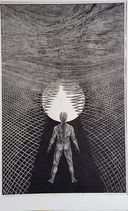 ''W świetle'', 1997, linoryt, 39x60.