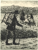 3. Erich Fuchs, Szlifierz szkła idący z dostawą [Glasschleifer liefern gehend], 1925, akwaforta, 9 grafika z teki Huta szkła [Schlesische - Glashütte] właściciel: Muzeum Karkonoskie w Jeleniej Górze