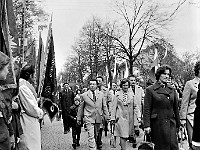 1975-32  1 maja 1975  Jawor, ul. Wrocławska  Obchody 1 maja - Święto Pracy    Uczestnicy pochodu prezentujący się przed trybuną honorową.