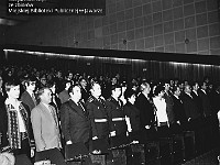 1979-39  1 maja 1979  Jawor, Kino "Jubilat", ul. Armii Krajowej (daw. ul. Świerczewskiego)  Obchody 1 maja - Święta Pracy     Akademia okolicznościowa.  Przedstawiciele władz miasta, partii oraz 15 batalionu samochodowego Oddziałów Północnej Grupy Wojsk Armii Radzieckiej.  Siódmy od lewej Jan Białek - naczelnik miasta.