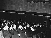 1979-42  1 maja 1979  Jawor, Kino "Jubilat", ul. Armii Krajowej (daw. ul. Świerczewskiego)  Obchody 1 maja - Święta Pracy     Akademia okolicznościowa.  Przedstawiciele władz miasta, partii oraz 15 batalionu samochodowego Oddziałów Północnej Grupy Wojsk Armii Radzieckiej.  Piąty od lewej Jan Białek - naczelnik miasta.