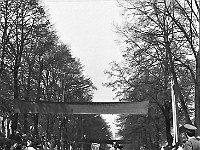 1980-15  1 maja, (prawdopodobnie rok 1980)  Jawor, ul. Wrocławska  Obchody 1 maja - Święta Pracy    Uczestnicy pochodu pierwszomajowego prezentujący się przed trybuną honorową.  Uczniowie Szkoły Podstawowej nr 2.