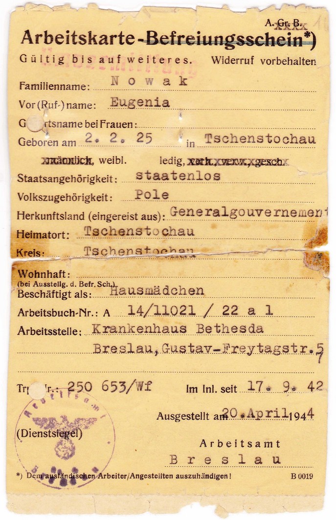 Arbeitskarte - awers