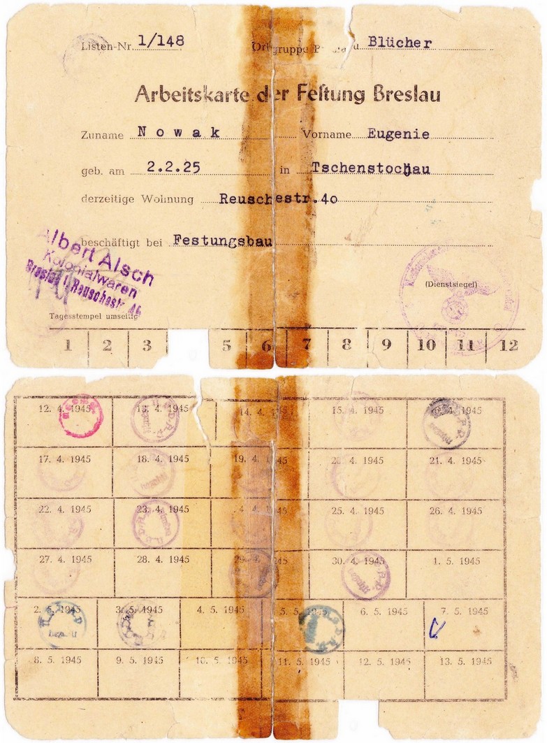 Arbeitskarte der Festung Breslau - awers