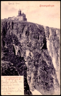 Riesengebirge. Grosse Schneegrube mit Baude, 1490 m ü. M. [Dokument ikonograficzny]