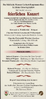 Feierliches Konzert anlässlich des 150. Geburtstages von Gerhart Hauptmann und des 100. Jubiläums der Verleihung des Nobelpreises - Programm [Dokument życia społecznego]