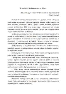 O nauczaniu języka polskiego na Syberii