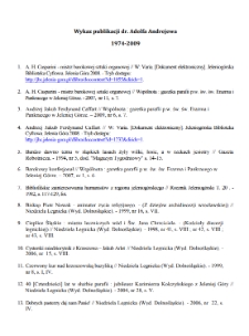 Wykaz publikacji dr. Adolfa Andrejewa : 1974-2009