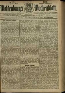 Waldenburger Wochenblatt, Jg. 38, 1892, nr 27