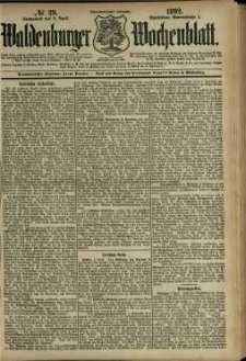 Waldenburger Wochenblatt, Jg. 38, 1892, nr 29