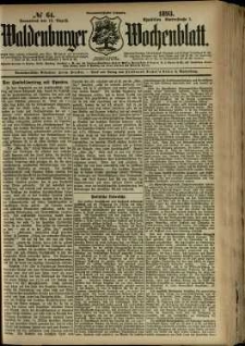 Waldenburger Wochenblatt, Jg. 39, 1893, nr 64