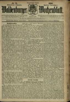 Waldenburger Wochenblatt, Jg. 39, 1893, nr 71