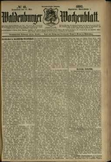 Waldenburger Wochenblatt, Jg. 38, 1892, nr 41