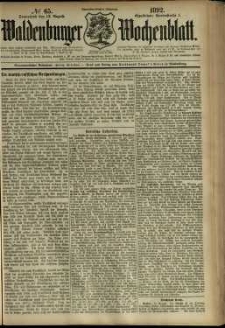 Waldenburger Wochenblatt, Jg. 38, 1892, nr 65