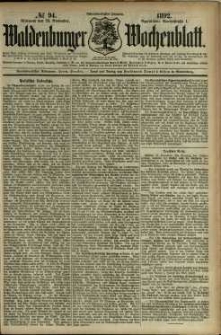 Waldenburger Wochenblatt, Jg. 38, 1892, nr 94