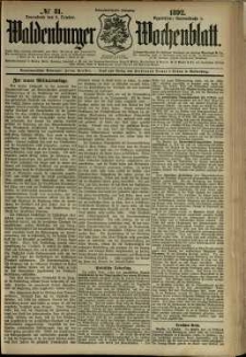Waldenburger Wochenblatt, Jg. 38, 1892, nr 81