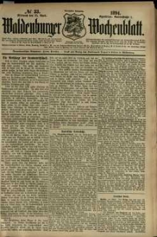 Waldenburger Wochenblatt, Jg. 40, 1894, nr 33