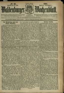 Waldenburger Wochenblatt, Jg. 40, 1894, nr 43