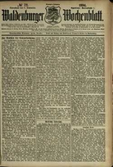 Waldenburger Wochenblatt, Jg. 40, 1894, nr 72