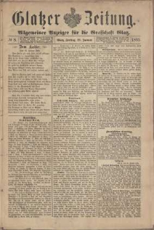 Glatzer Zeitung : Allgemeiner Anzeiger fuer Stadt und Land, 1895, nr 8 [25.01]
