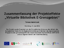 Zusammenfassung der Projekteffekte "Virtuelle Bibliothek E-Grenzgebiet" [Dokument elektroniczny]