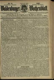 Waldenburger Wochenblatt, Jg. 43, 1897, nr 71