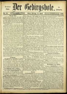 Der Gebirgsbote, 1899, nr 30 [14.04]