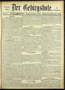 Der Gebirgsbote, 1899, nr 39 [16.05]
