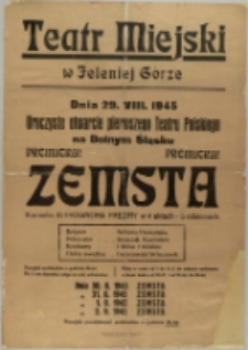 Zemsta - afisz [Dokument życia społecznego]