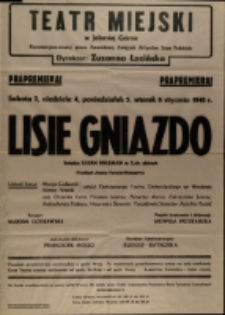 Lisie gniazdo - afisz [Dokument życia społecznego]