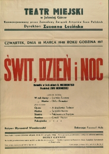 Świt, dzień i noc - afisz [Dokument życia społecznego]