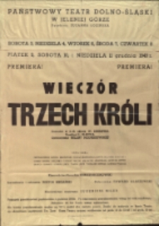 Wieczór Trzech Króli - afisz [Dokument życia społecznego]
