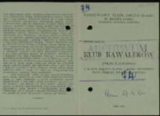 Klub kawalerów - program [Dokument życia społecznego]