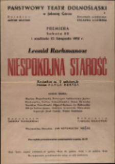 Niespokojna starość - afisz premierowy [Dokument życia społecznego]