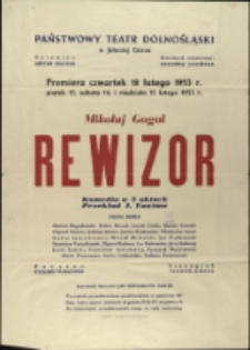 Rewizor - afisz premierowy [Dokument życia społecznego]
