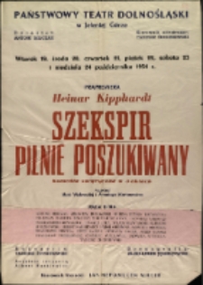 Szekspir pilnie poszukiwany - afisz premierowy [Dokument życia społecznego]