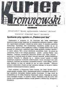 Kurier Kromnowski. Miesięcznik Sołectwa Kromnów, 2015, nr 10 (103)