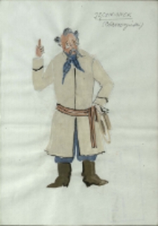 [Projekt kostiumu Jęczmionka do sztuki "Z siedmiu najbrzydsza" Fryderyka Skarbka] [Dokumenty życia społecznego]