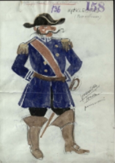 [Projekt kostiumu Kpt. Kleofasa do sztuki "Fajeczka stryja Bonifacego" Franciszka Pilarza] [Dokumenty życia społecznego]