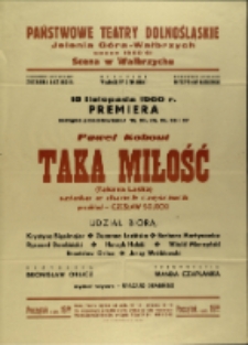 Taka miłość - afisz premierowy [Dokument życia społecznego]