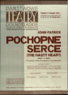 Pochopne serce - afisz premierowy [Dokument życia społecznego]