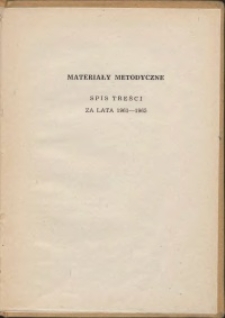 Materiały metodyczne, spis treści za lata 1961-1965