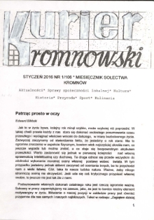 Kurier Kromnowski. Miesięcznik Sołectwa Kromnów, 2016, nr 1 (106)