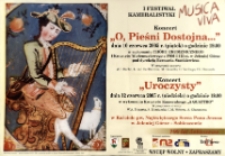 1. Festiwal Kameralistyki Musica Viva : koncert "O pieśni dostojna" ; koncert "Uroczysty" - plakat [Dokument życia społecznego]