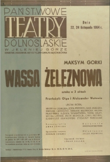 Wassa Żeleznowa - afisz [Dokument życia społecznego]