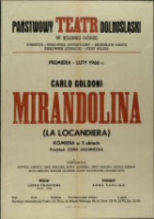 Mirandolina - afisz premierowy [Dokument życia społecznego]